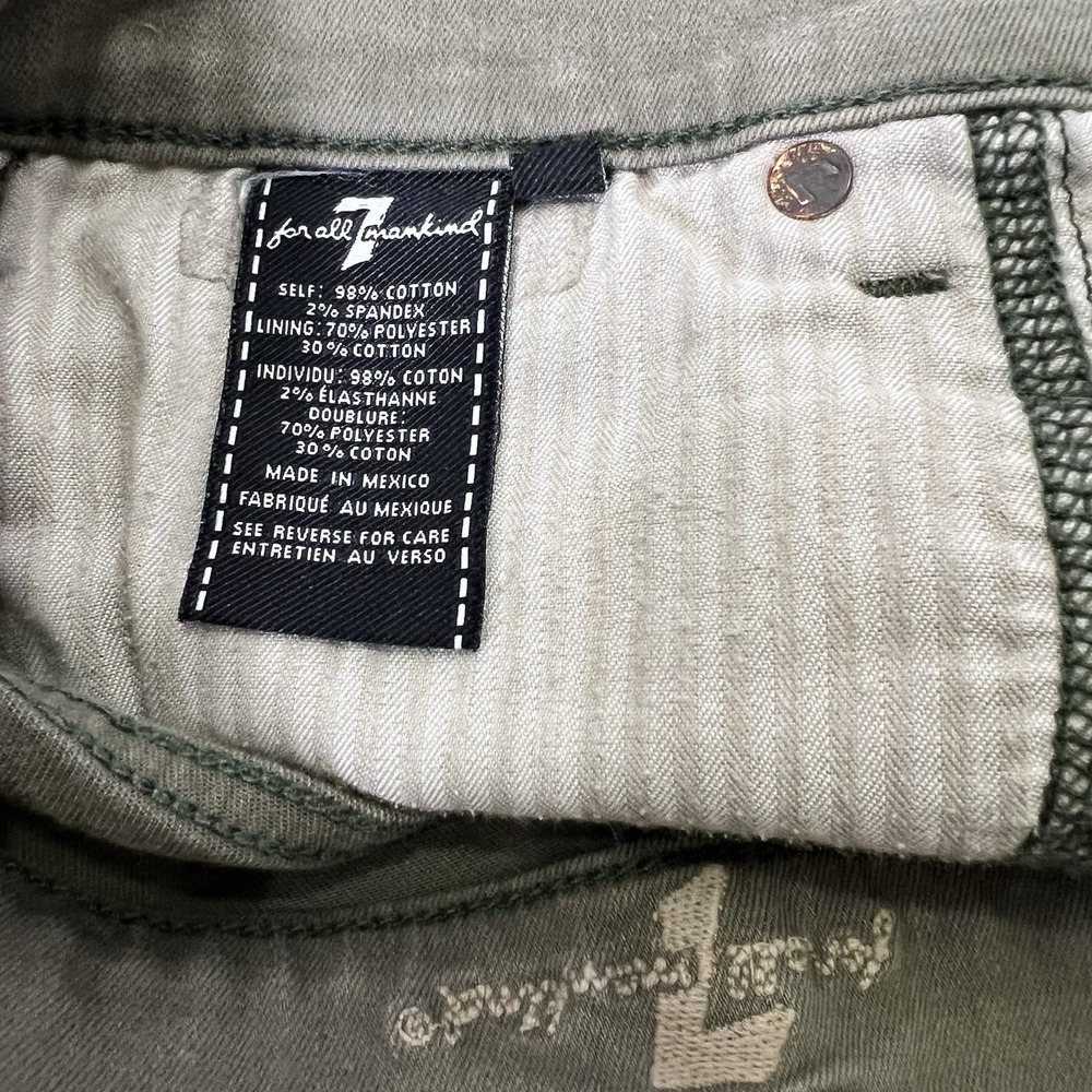 7 For All Mankind Shorts Women 27 Olive Green Denim Cut Off Raw Hem Daisy Dukes - Picture 7 of 9